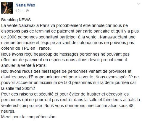 annulation vente nanawax