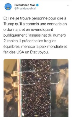 tweet supprimé Presidence Mali